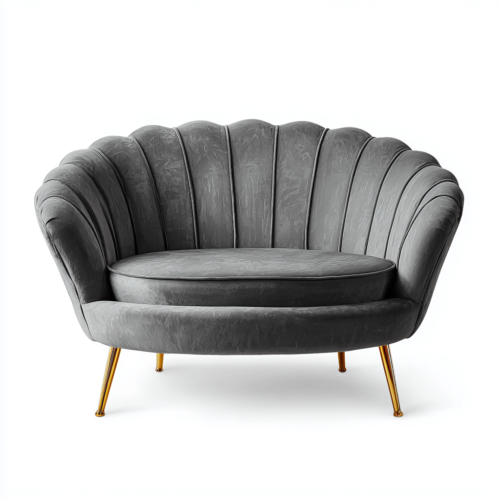 Sofá de 2 plazas terciopelo 150x80x82 cm gris para salón diseño moderno-Luxemylab