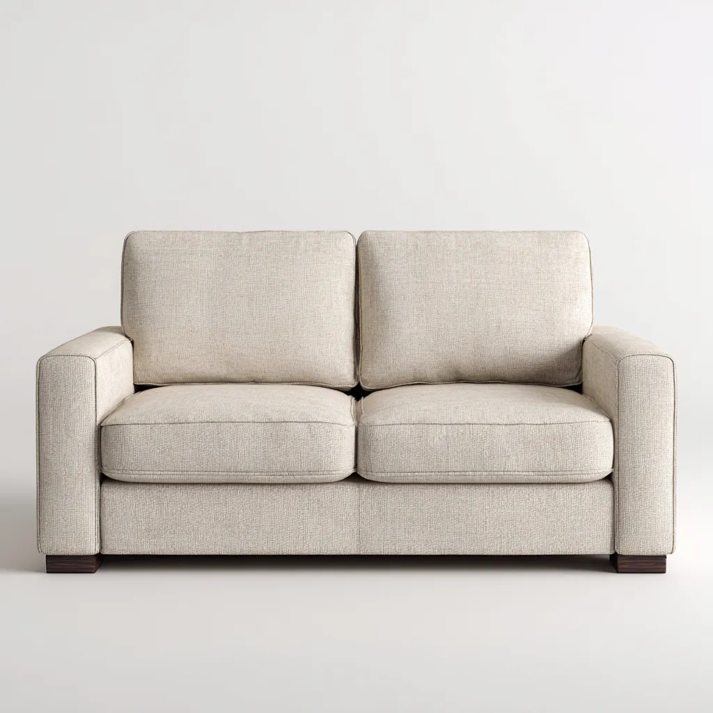 Sofá de 2 plazas tela 160x90x85 cm beige para salón diseño moderno-Luxemylab