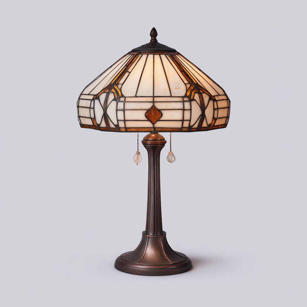 Lámpara de mesa de vidrio decorativo 40x40x58 cm - bronce-multicolor - adecuada para salón - estilo art déco clásico-Luxemylab