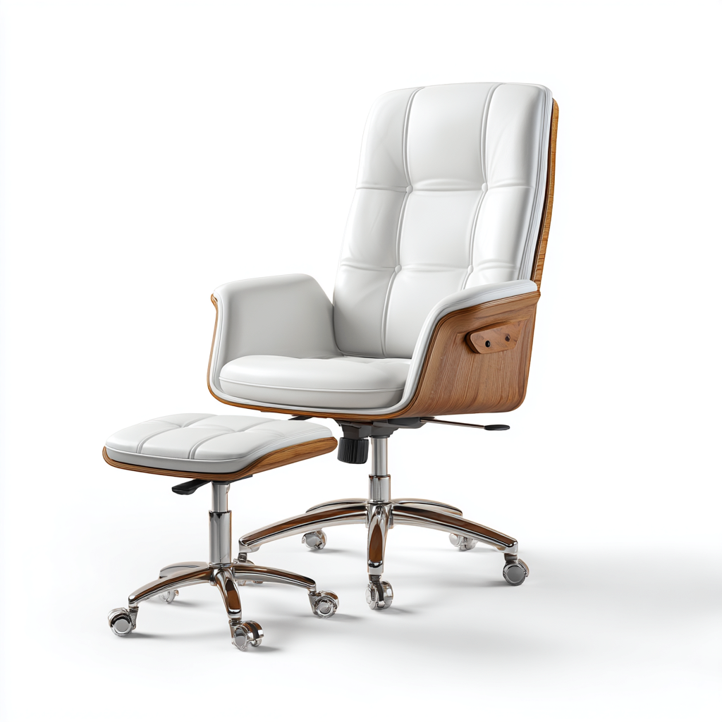 Silla de oficina piel sintética 70x65x115 cm blanco diseño ergonómico estilo moderno para oficina-Luxemylab