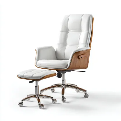 Silla de oficina piel sintética 70x65x115 cm blanco diseño ergonómico estilo moderno para oficina-Luxemylab