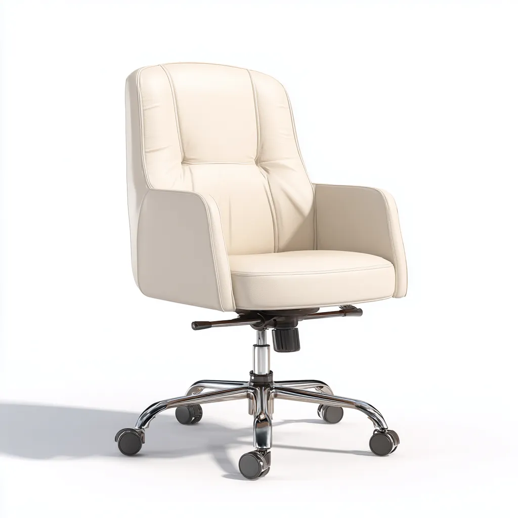 Silla de oficina piel sintética 62x58x90 cm beige diseño ergonómico estilo moderno para oficina-Luxemylab