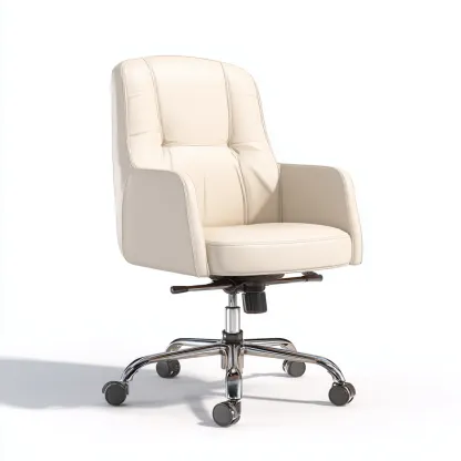 Silla de oficina piel sintética 62x58x90 cm beige diseño ergonómico estilo moderno para oficina-Luxemylab