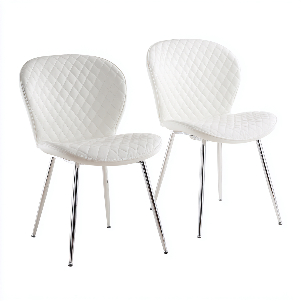 Sillas de comedor piel sintética 45x50x85 cm blanco diseño moderno para comedor-Luxemylab