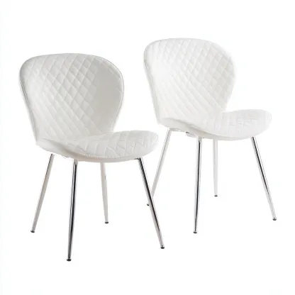 Sillas de comedor piel sintética 45x50x85 cm blanco diseño moderno para comedor-Luxemylab