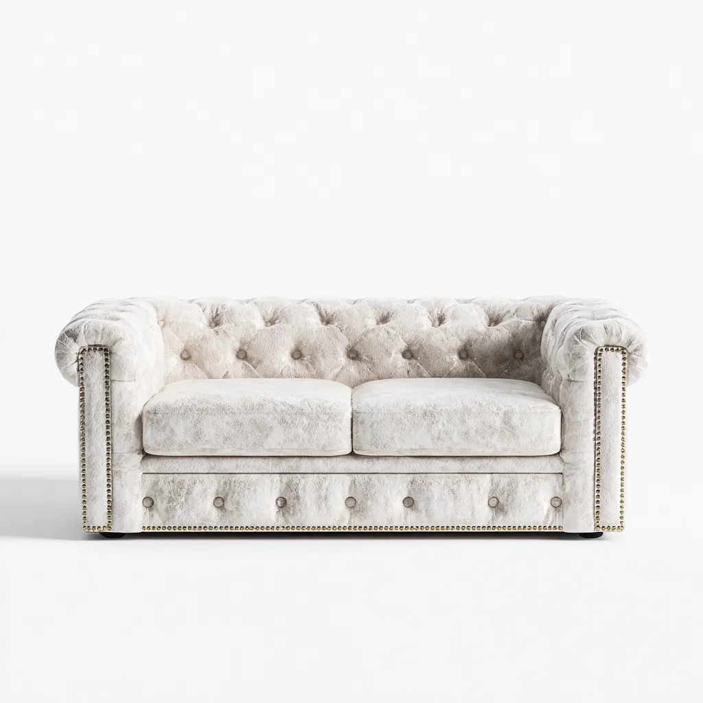 Sofá de 2 plazas terciopelo 183x90x78 cm beige para salón estilo clásico-Luxemylab