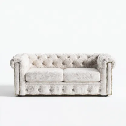 Sofá de 2 plazas terciopelo 183x90x78 cm beige para salón estilo clásico-Luxemylab