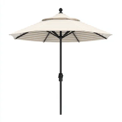 Sombrilla de jardín poliéster 245x245x250 cm café claro-blanco adecuada para terraza estilo moderno diseño funcional-Luxemylab