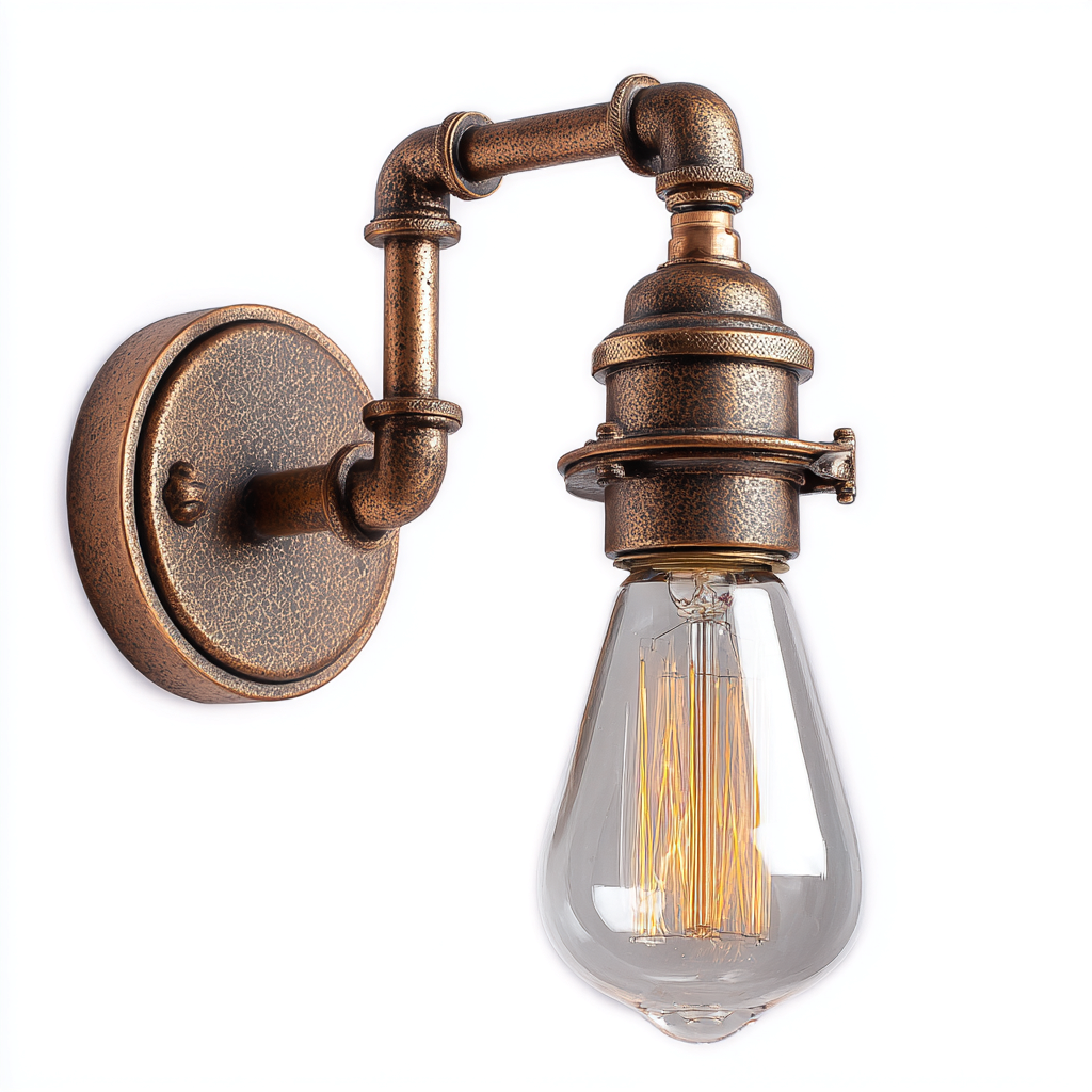 Aplique de pared - metal - 13x26 cm - dorado - para interiores - estilo industrial-Luxemylab