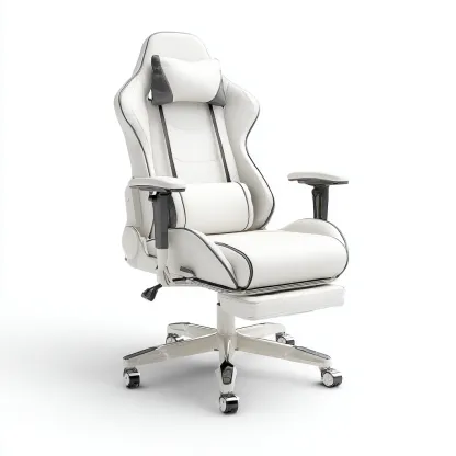 Silla de oficina tapizado en piel sintética 68x65x130 cm - blanco - diseño ergonómico - apta para oficina-Luxemylab