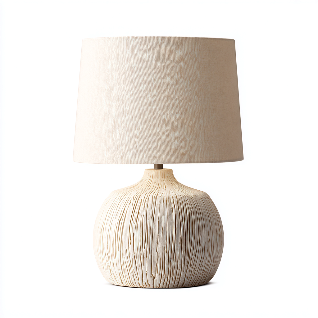 Lámpara de mesa cerámica 30x30x46 cm - beige - diseño moderno apta para dormitorio y salón-Luxemylab