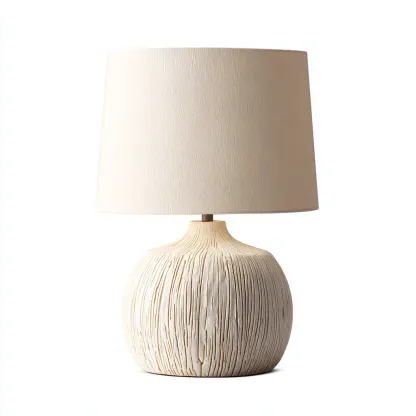 Lámpara de mesa cerámica 30x30x46 cm - beige - diseño moderno apta para dormitorio y salón-Luxemylab