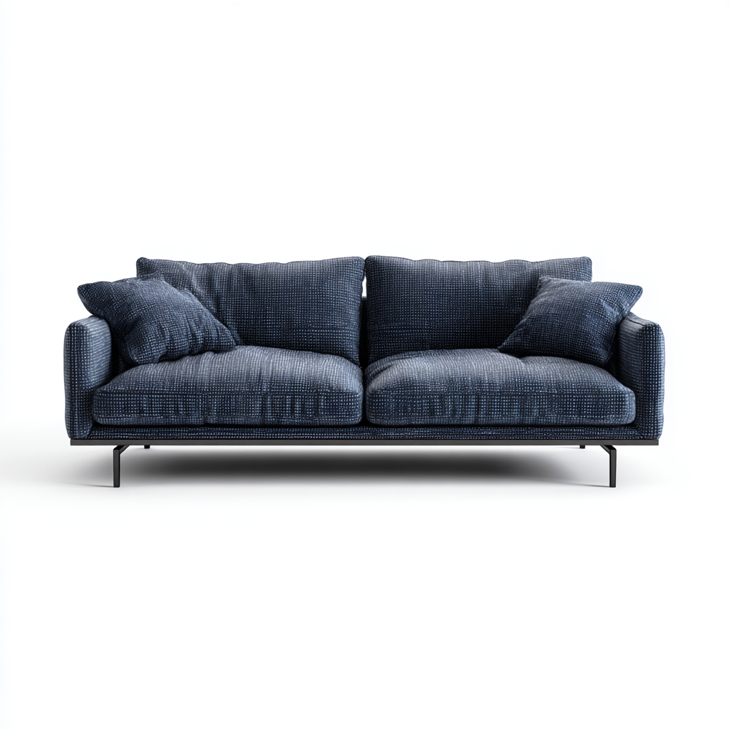 Sofá de 2 plazas tela 158x80x82 cm azul marino para salón diseño moderno-Luxemylab