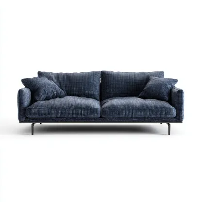 Sofá de 2 plazas tela 158x80x82 cm azul marino para salón diseño moderno-Luxemylab