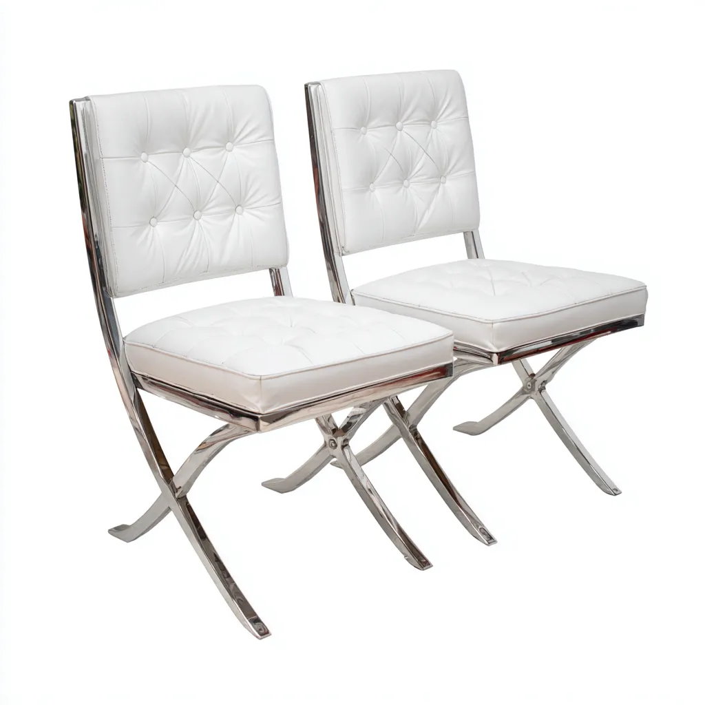 Sillas de comedor piel sintética 50x55x95 cm blanco diseño moderno para comedor-Luxemylab