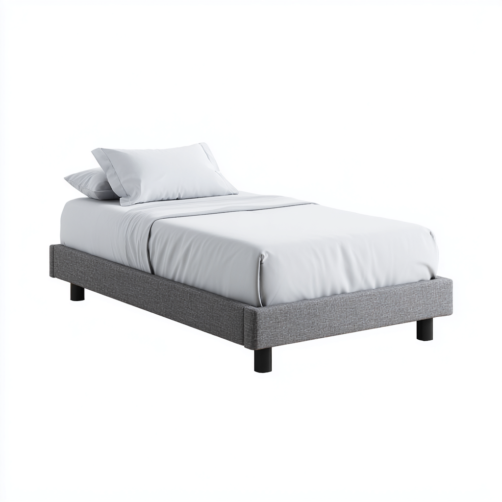 Cama individual tapizada tela 200x100x30 cm - gris - apta para dormitorio - estilo moderno-Luxemylab