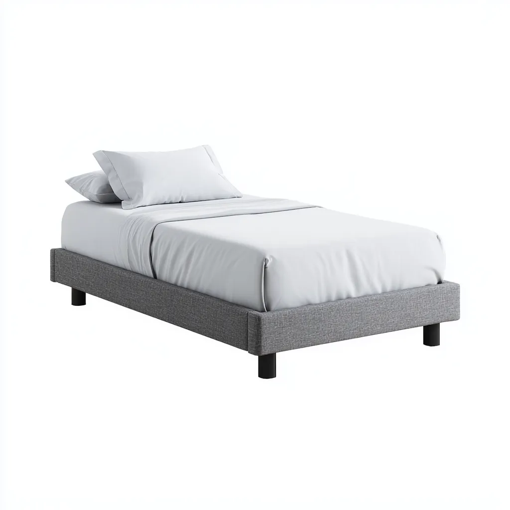 Cama individual tapizada tela 200x100x30 cm - gris - apta para dormitorio - estilo moderno-Luxemylab