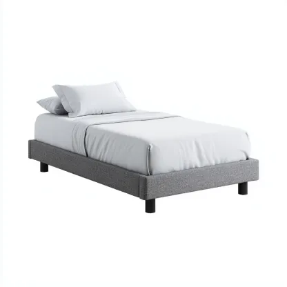 Cama individual tapizada tela 200x100x30 cm - gris - apta para dormitorio - estilo moderno-Luxemylab