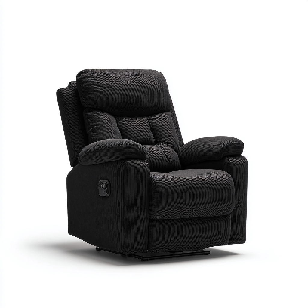 Sillón reclinable - Tela - 100x94x103 cm - Negro - Diseño moderno para sala de estar-Luxemylab