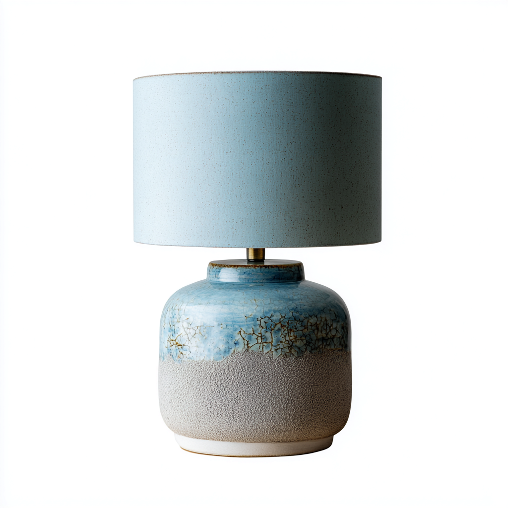 Lámpara de mesa cerámica 30x30x46 cm - azul-grey - diseño moderno apta para dormitorio y salón-Luxemylab