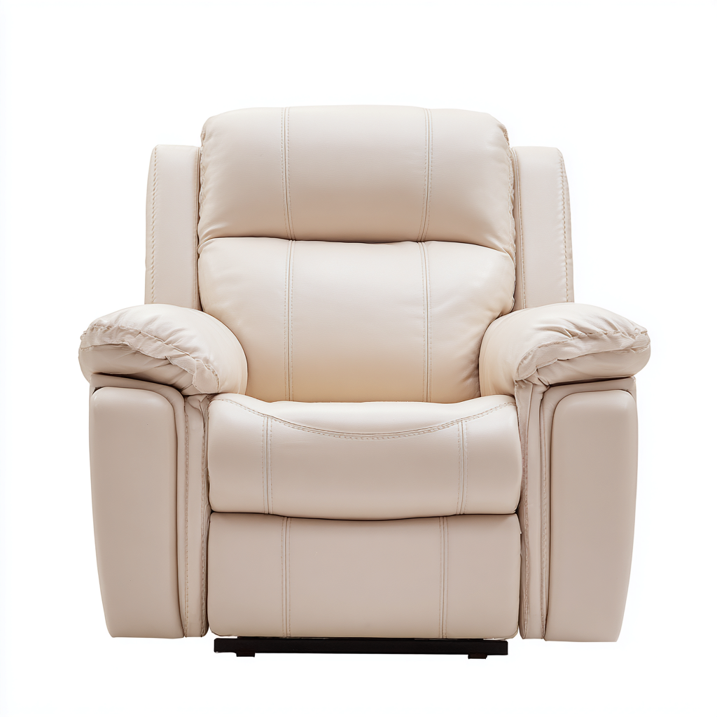 Sillón reclinable - Piel sintética - 96x92x102 cm - Beige - Diseño moderno para sala de estar-Luxemylab