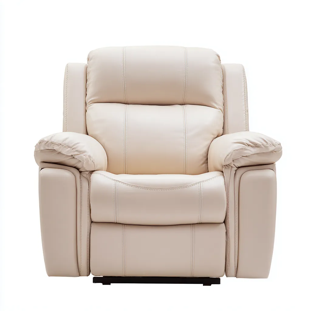 Sillón reclinable - Piel sintética - 96x92x102 cm - Beige - Diseño moderno para sala de estar-Luxemylab