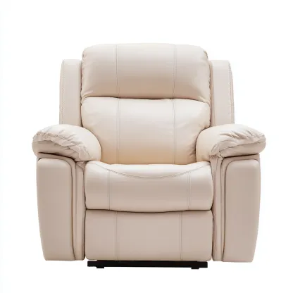 Sillón reclinable - Piel sintética - 96x92x102 cm - Beige - Diseño moderno para sala de estar-Luxemylab