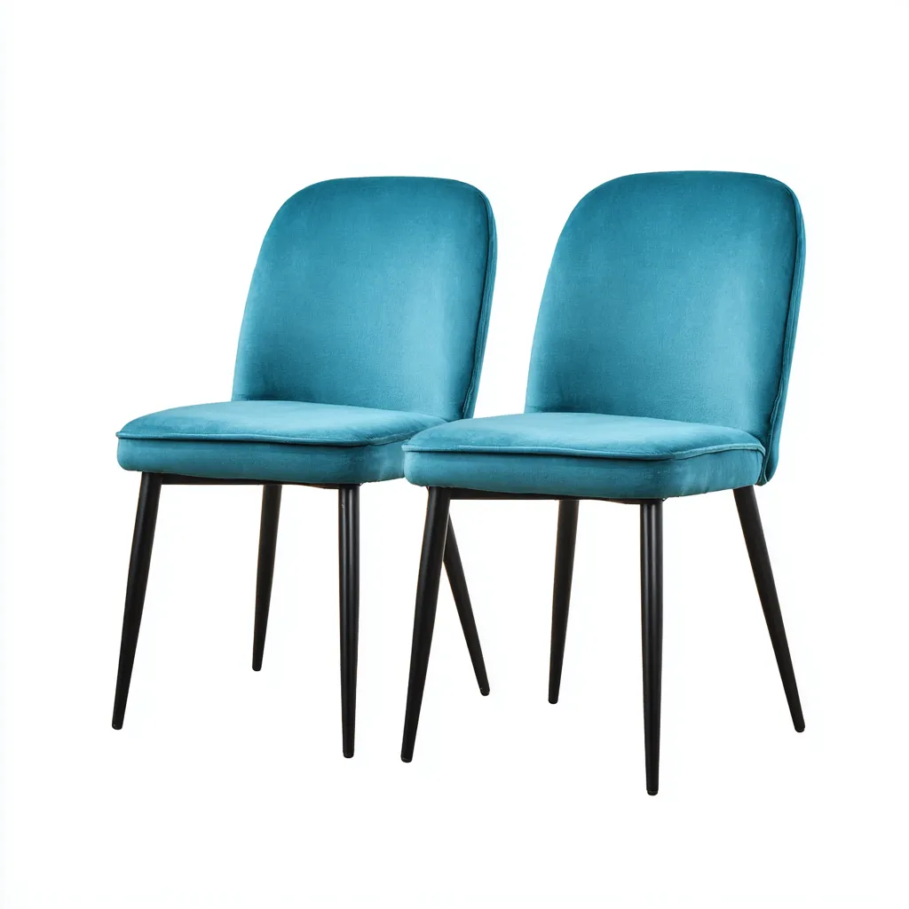 Sillas de comedor - Madera y tapizado - 49x46x83 cm - Azul-negro - Diseño moderno para comedor-Luxemylab