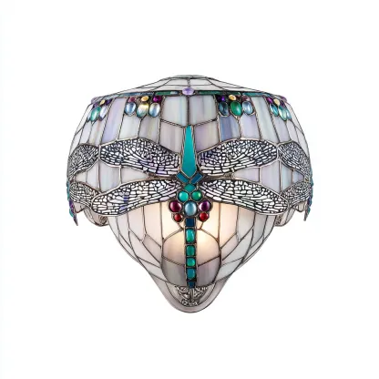 Aplique de pared vidrio teñido 28x18 cm - multicolor - estilo clásico - apto para dormitorio-Luxemylab