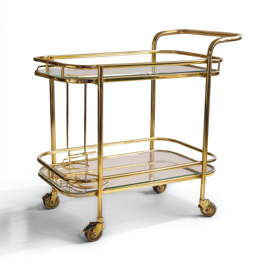 Carro de cocina metal y cristal 75x42x86 cm - Dorado - Para cocina - Diseño moderno-Luxemylab
