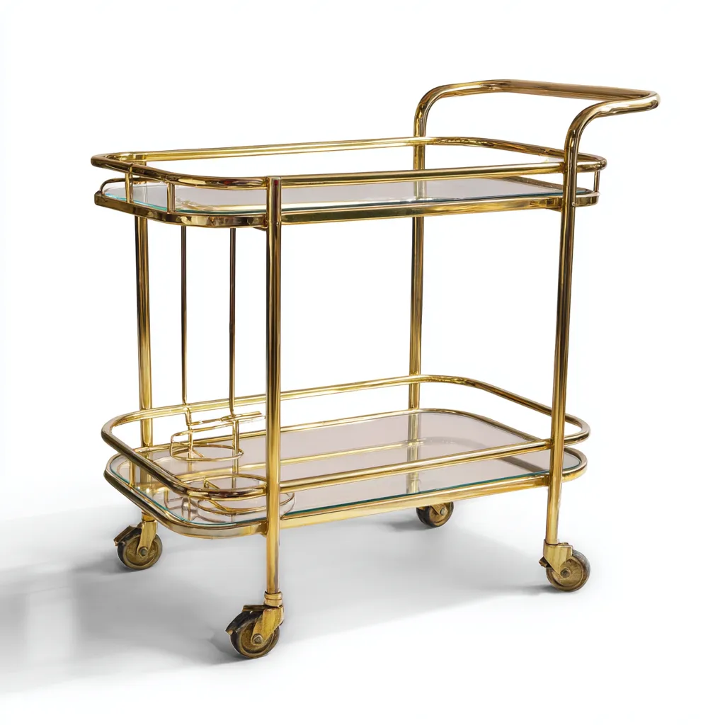 Carro de cocina metal y cristal 75x42x86 cm - Dorado - Para cocina - Diseño moderno-Luxemylab