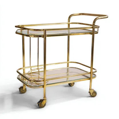 Carro de cocina metal y cristal 75x42x86 cm - Dorado - Para cocina - Diseño moderno-Luxemylab