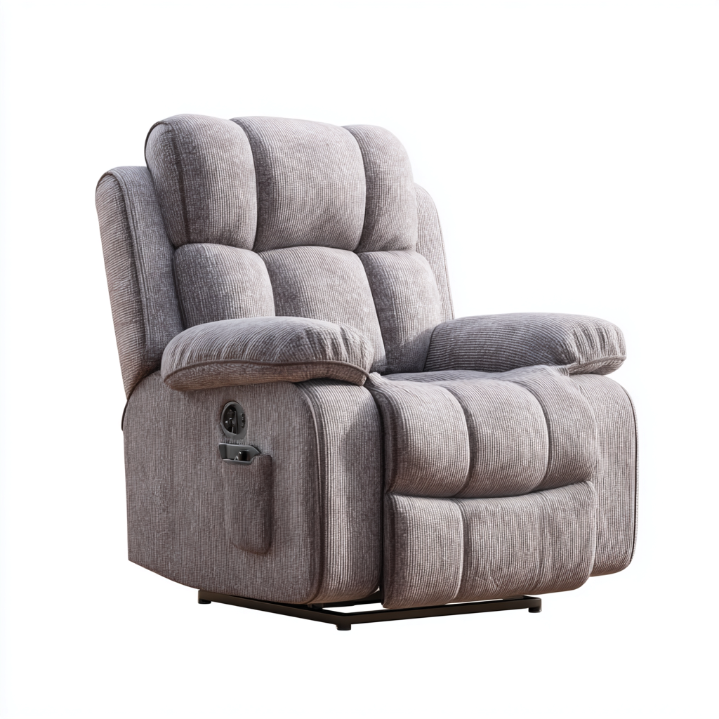 Sillón reclinable - Tela - 101x95x107 cm - Gris - Diseño moderno para sala de estar-Luxemylab