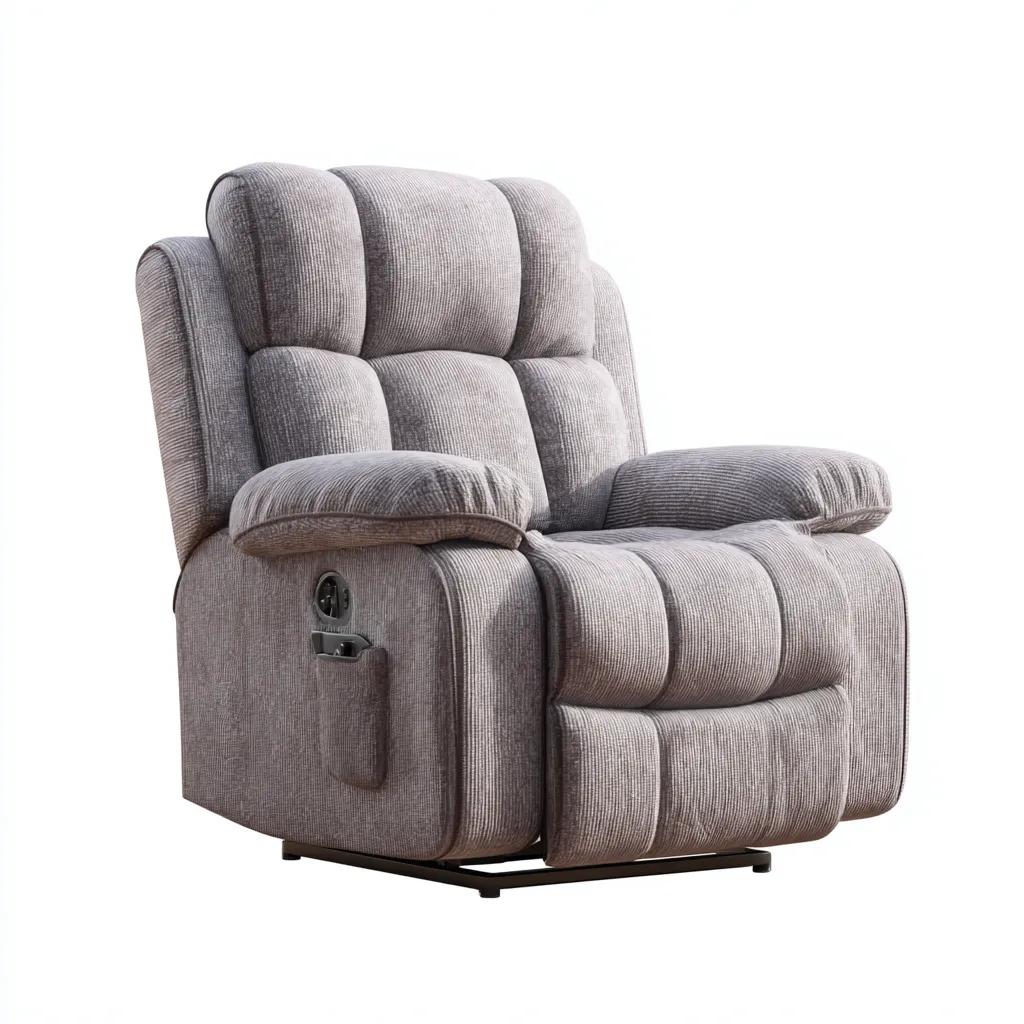 Sillón reclinable - Tela - 101x95x107 cm - Gris - Diseño moderno para sala de estar-Luxemylab