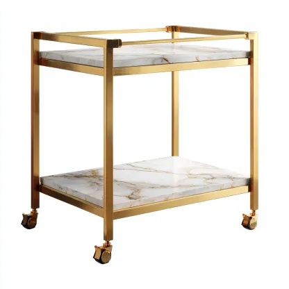 Carro de cocina metal y mármol 70x40x80 cm - dorado-blanco - apto para cocina - diseño moderno-Luxemylab