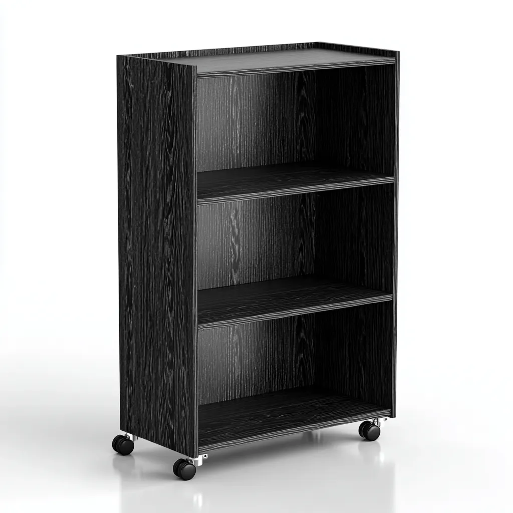 Carro de cocina - madera 58x32x92 cm - negro - para cocina - diseño moderno-Luxemylab