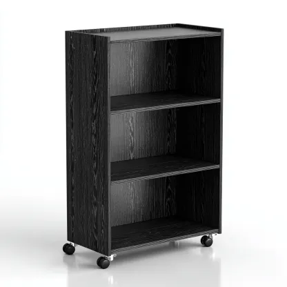 Carro de cocina - madera 58x32x92 cm - negro - para cocina - diseño moderno-Luxemylab