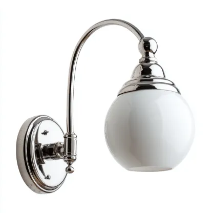 Aplique de pared metal y vidrio 21x29 cm - cromado-blanco - diseño moderno - apto para pasillo-Luxemylab