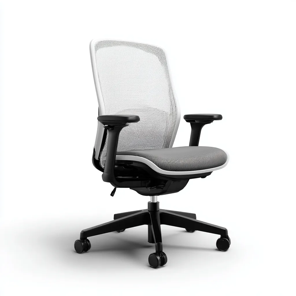 Silla de oficina malla transpirable 65x63x117 cm - gris-blanco-negro - diseño ergonómico - apta para oficina-Luxemylab