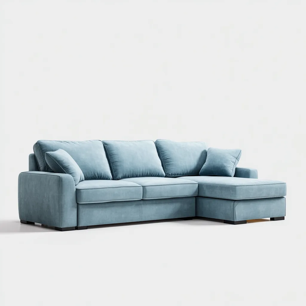 Sofá rinconero - Tela 275x175x90 cm - Azul claro - Diseño moderno para sala de estar-Luxemylab