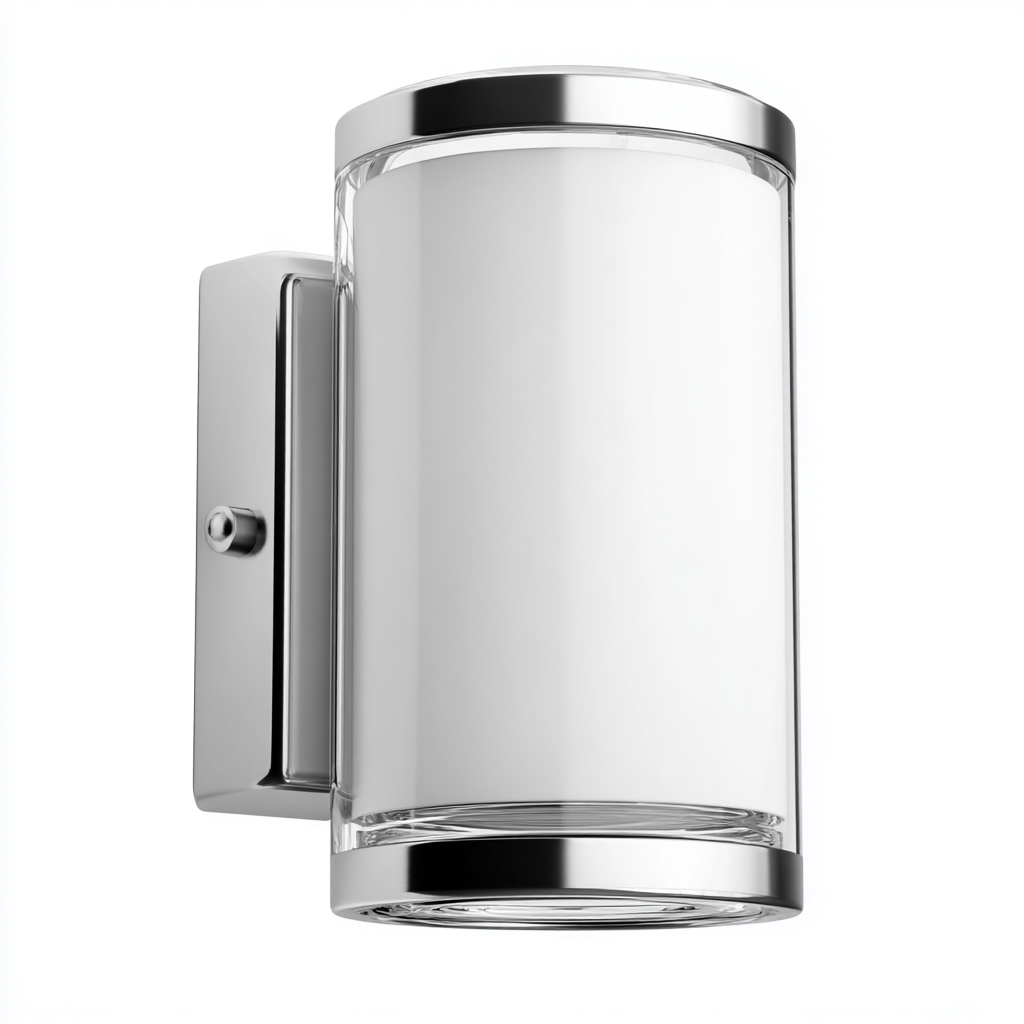 Aplique de pared metal y vidrio 14x26 cm - cromado-blanco - diseño moderno - apto para baño-Luxemylab