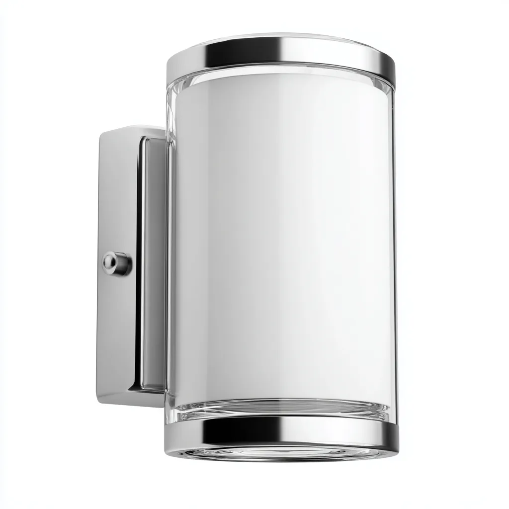 Aplique de pared metal y vidrio 14x26 cm - cromado-blanco - diseño moderno - apto para baño-Luxemylab