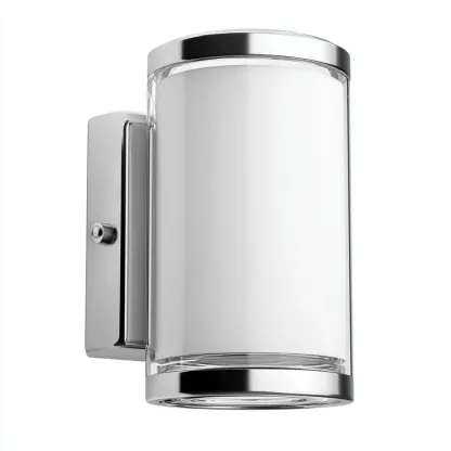 Aplique de pared metal y vidrio 14x26 cm - cromado-blanco - diseño moderno - apto para baño-Luxemylab