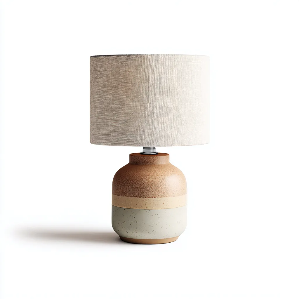 Lámpara de mesa de cerámica 26x26x42 cm - marrón-beige - adecuada para salón - estilo nórdico natural-Luxemylab