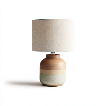 Lámpara de mesa de cerámica 26x26x42 cm - marrón-beige - adecuada para salón - estilo nórdico natural-Luxemylab