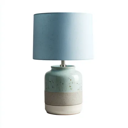 Lámpara de mesa cerámica 28x28x45 cm - azul-gris - diseño moderno apta para dormitorio y salón-Luxemylab