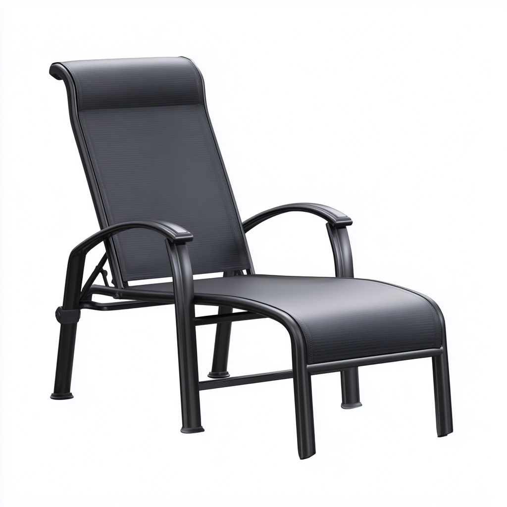 Tumbona de jardín estructura metálica y superficie textil 160x62x98 cm - negro - estilo moderno apta para jardín-Luxemylab