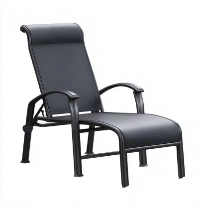 Tumbona de jardín estructura metálica y superficie textil 160x62x98 cm - negro - estilo moderno apta para jardín-Luxemylab