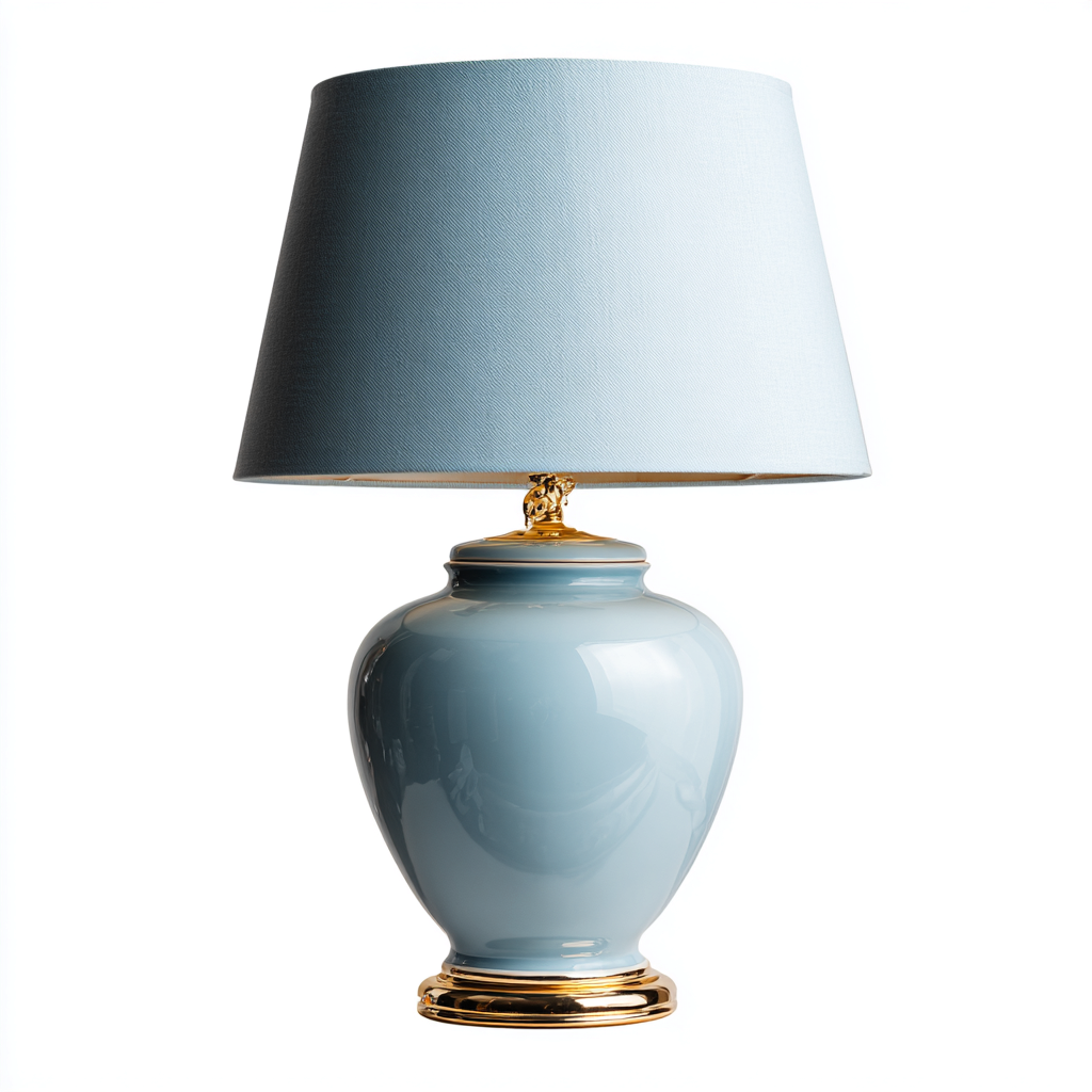 Lámpara de mesa cerámica 30x30x50 cm - azul-dorado - diseño clásico apta para dormitorio y salón-Luxemylab
