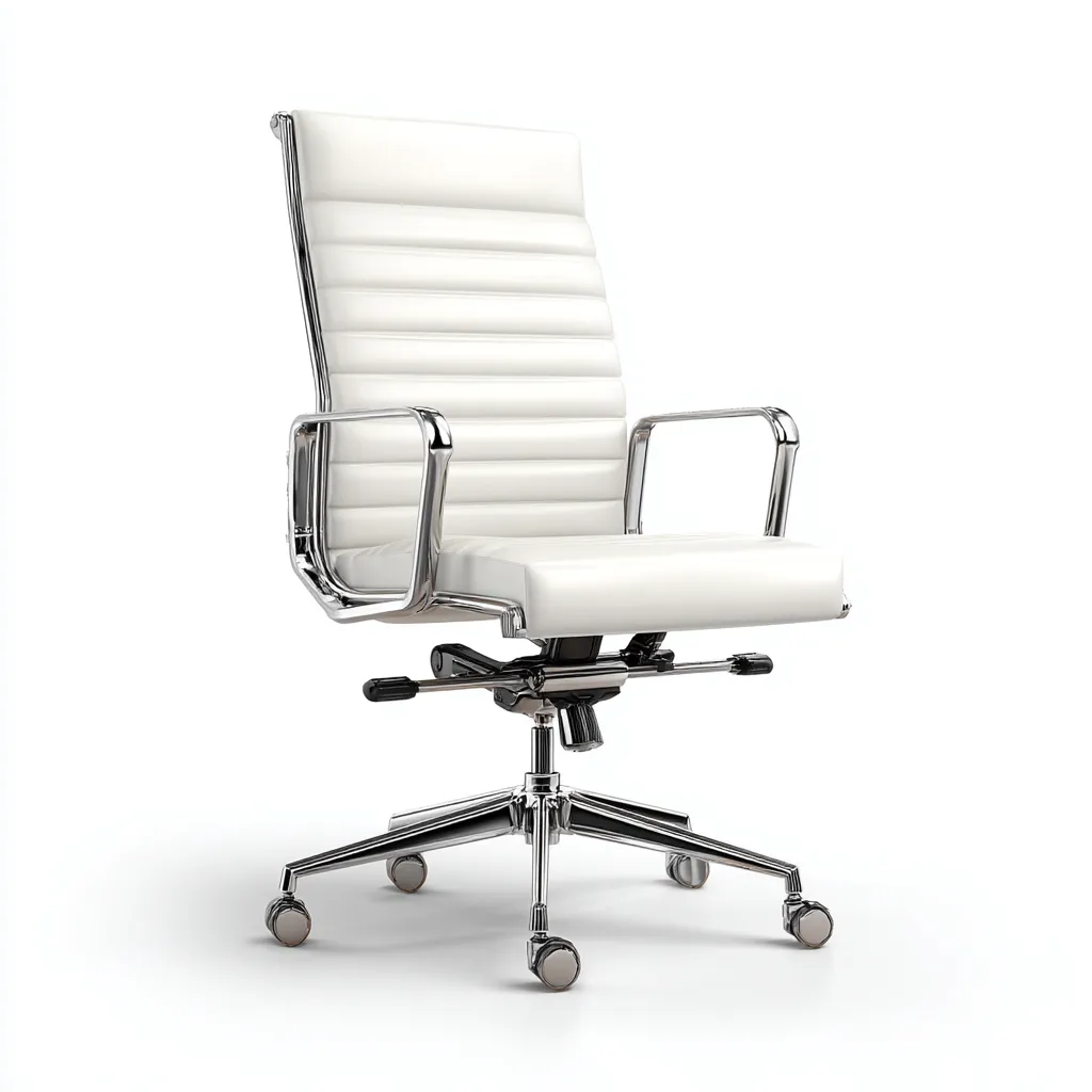 Silla de oficina tapizado en piel sintética 70x65x121 cm - blanco - diseño moderno - apta para oficina-Luxemylab